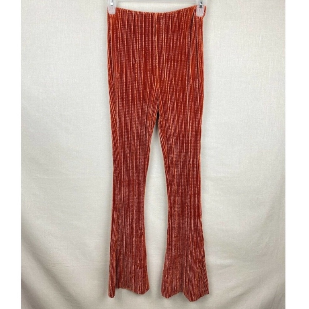 Burnt Orange urban outfitter pull on kick flare velvet pant